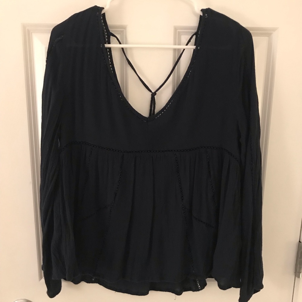 Abercrombie & Fitch Navy Blue babydoll blouse s. M